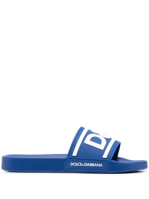 Dolce & Gabbana logo-print detail beach slides Blue CS2072AQ858