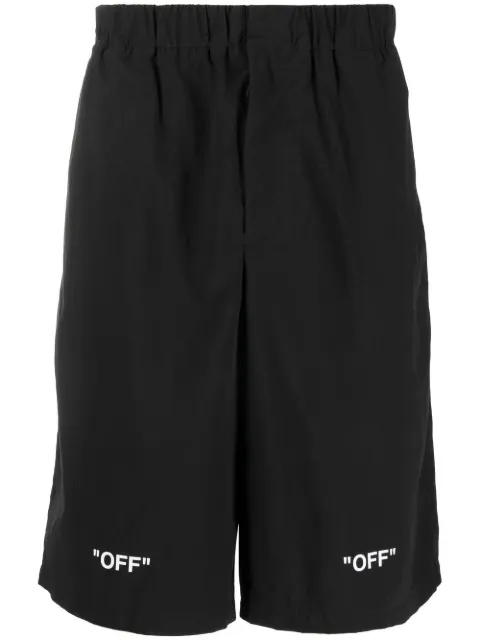 Off-White logo-print cotton shorts Black OMCB070C99FAB0011001