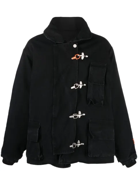 Heron Preston toggle-fastening canvas jacket Black HMEA085F22FAB0011000