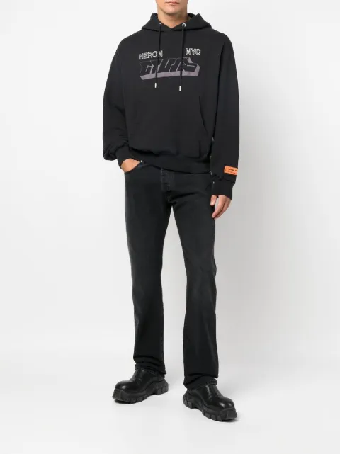 Heron Preston graphic-print jersey hoodie Black HMBB024F22JER0081009