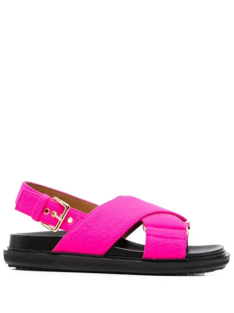 Marni crossover-strap leather sandals Pink FBMS003801P1363