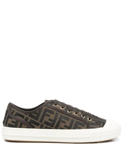 FENDI jacquard-logo low-top sneakers Brown 7E1553AJZX