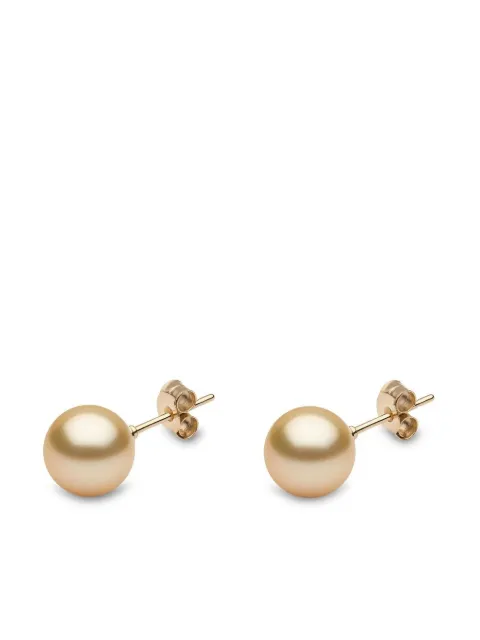 Yoko London 18kt yellow gold Classic 9mm golden South Sea pearl stud earrings Gold EYY906