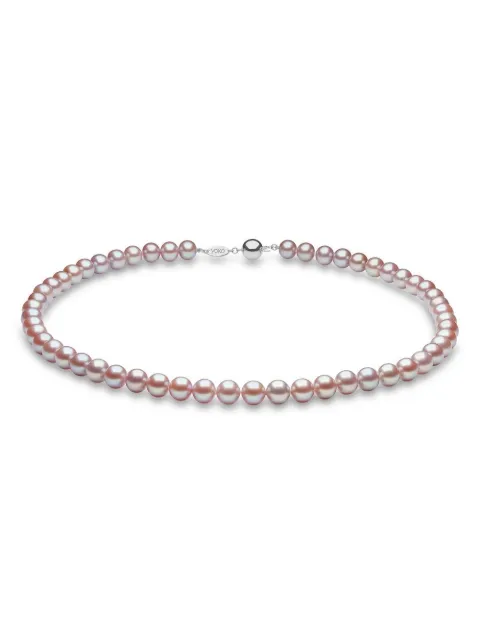 Yoko London 18kt white gold Classic 7mm pink freshwater pearl necklace Silver YKFNS70187