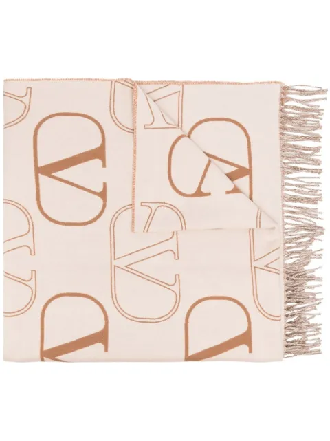 Valentino Garavani VLogo Signature jacquard-knit scarf Neutrals WED007LIQ