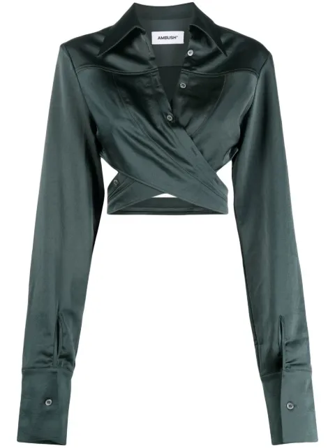 AMBUSH cropped wrap shirt Green BWGA039F22FAB0064800