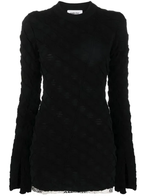 AMBUSH textured logo-hem knit jumper Black BWHF012F22KNI0011010