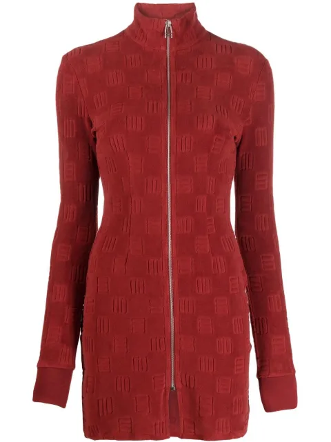 AMBUSH monogram-pattern zip-front mini dress Brown BWDB035F22JER0012828