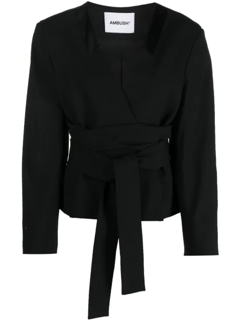 AMBUSH tailored tie-waist blazer Black BWEN028F22FAB0011000