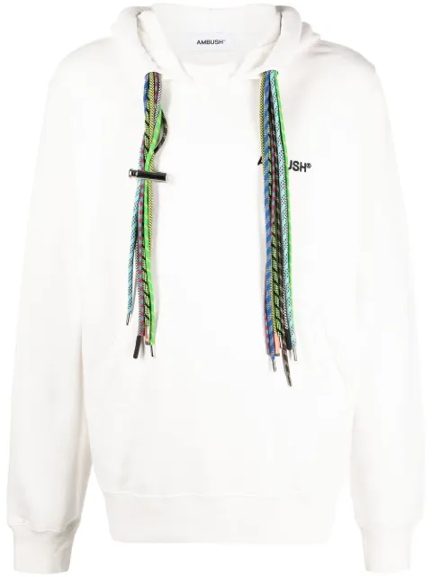 AMBUSH multi-cord long-sleeve hoodie White BMBB021F22FLE0010284
