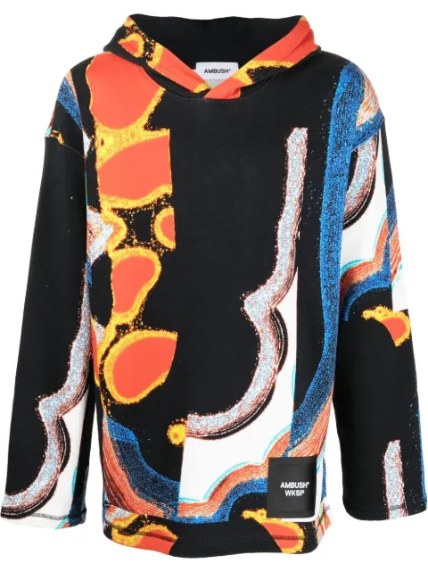 AMBUSH abstract-print hoodie Black BMBB015F22FLE0018410