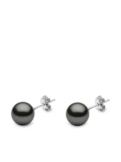 Yoko London 18kt white gold Classic 9mm Tahitian pearl stud earrings Silver EYT907
