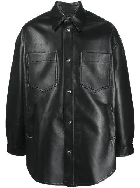 Nanushka Martin leather overshirt Black NM22CROW003990