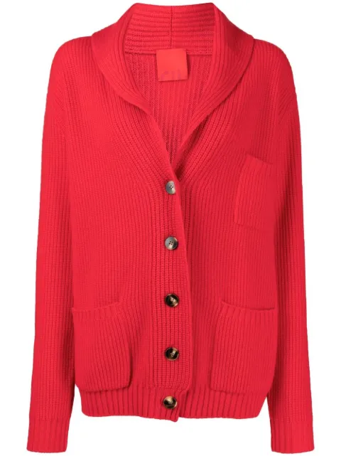 Cashmere In Love ribbed-knit buttoned cardigan Red ESRA