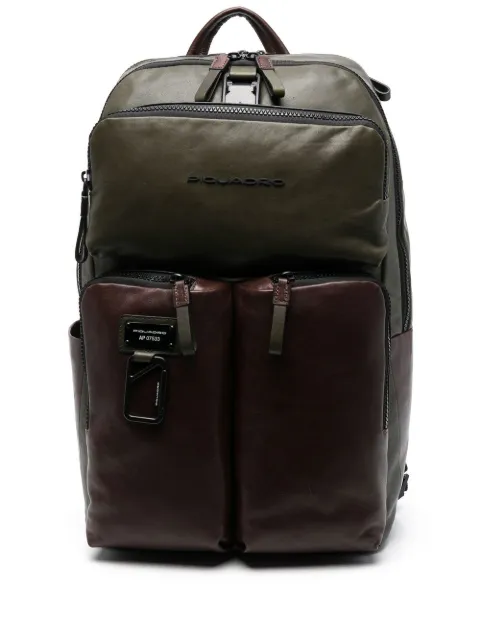 PIQUADRO logo-plaque detail backpack Green CA5676AP
