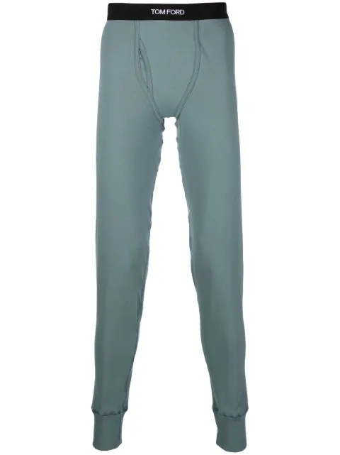 TOM FORD logo-waistband cotton lounge pants Blue T4LM1104