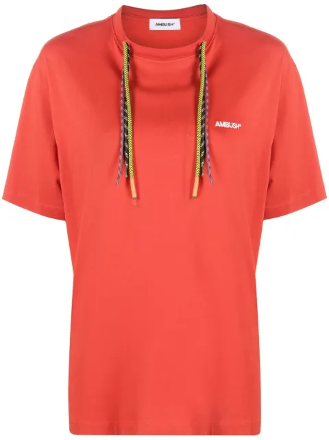 AMBUSH multi-cord logo-print T-shirt Red BWAA029F22JER0012502