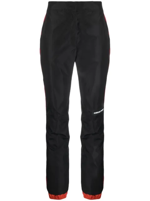 AMBUSH contrast-trim logo-panel trousers Black BWCA034F22FAB0018410