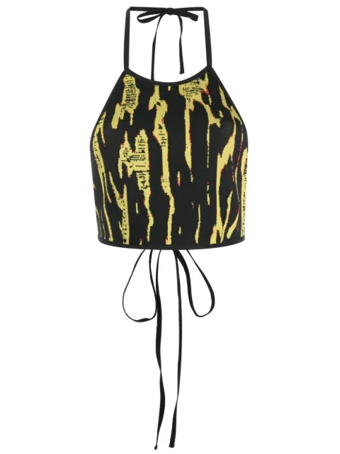 AMBUSH jacquard-pattern strapless top Black BWHA041F22KNI0016500