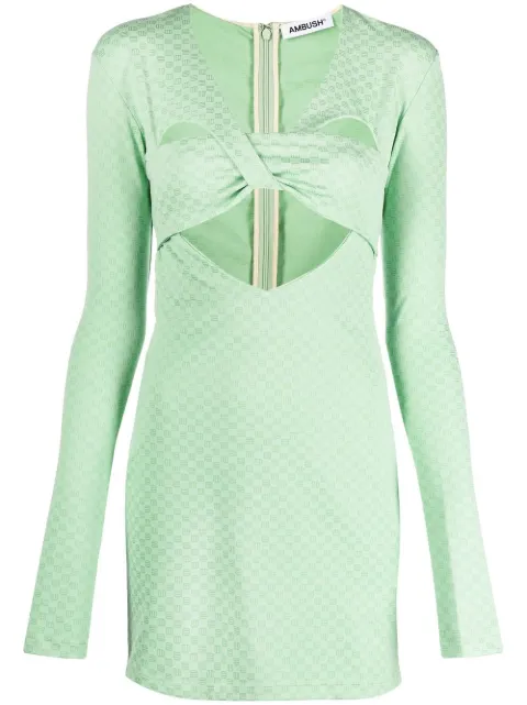 AMBUSH cut-out detail mini dress Green BWDB026F22JER0015151