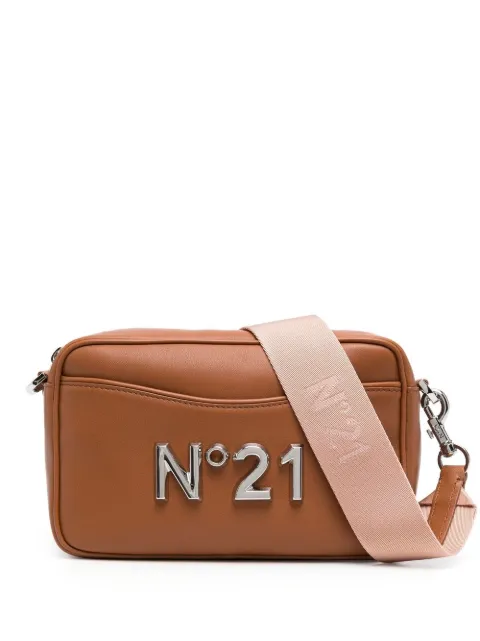 Nº21 logo-plaque leather crossbody bag Brown 22IBP0920NP00