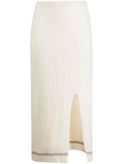 Lorena Antoniazzi stripe-trimmed knitted skirt Neutrals A22129SM02A2472