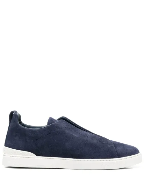 Zegna Triple Stitch suede slip-ons Blue LHSOYS4667Z