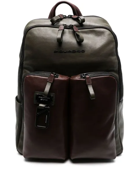 PIQUADRO logo-plaque detail backpack Green CA3869AP