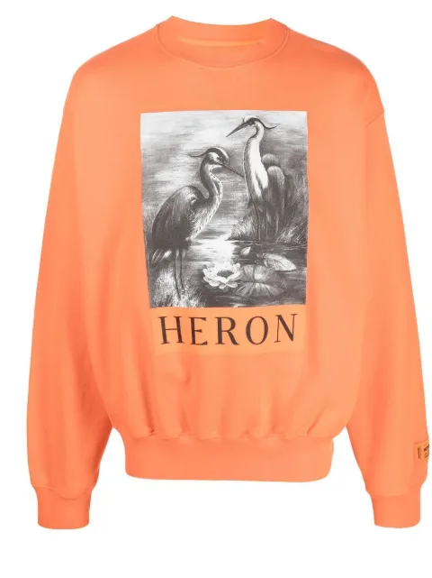 Heron Preston logo-print long-sleeved jumper Orange HMBA020C99JER0032210
