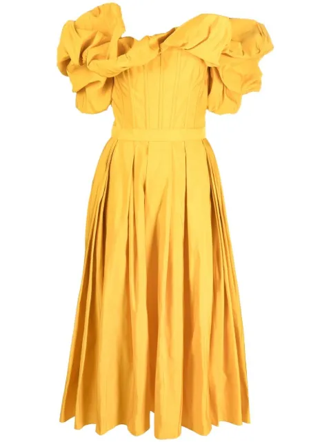 Alexander McQueen ruffle-trim detail neckline dress Yellow 708557QEACM