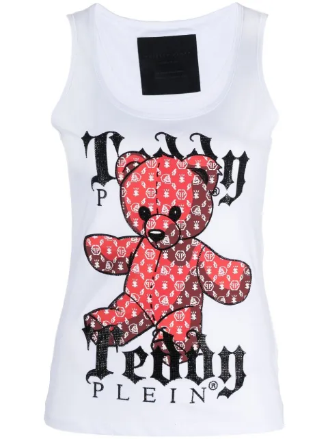 Philipp Plein Teddy Plein sleeveless tank top White UABCWTK2050PJY002N