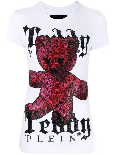 Philipp Plein monogram teddy-print T-shirt White UABCWTK2049PJY002N