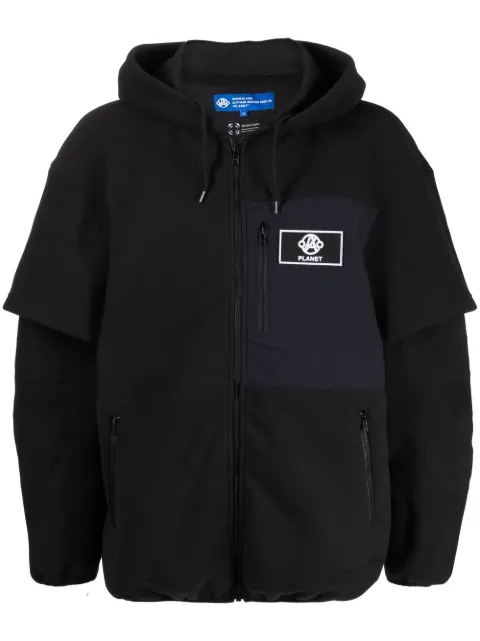 Anrealage logo patch zip-up hoodie Black 22AAR236