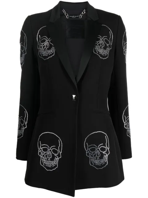 Philipp Plein skull-embellished single-breasted coat Black UABCWRA0279PTE003N