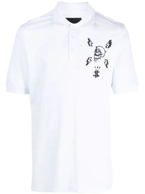 Philipp Plein skull-print polo shirt White UABCMTK5306PJY002N