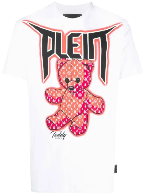 Philipp Plein Spray-Effect teddy bear-print T-shirt White UABCMTK5200PJY002N