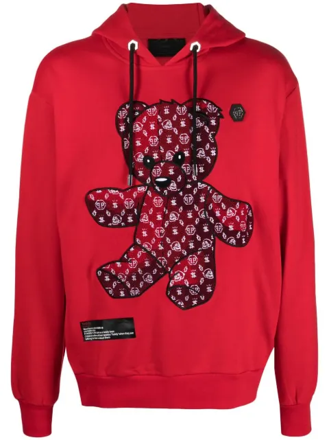 Philipp Plein Teddy Bear long-sleeve hoodie Red UABCMJB2068PJO002N