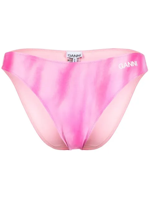 GANNI logo-print bikini bottoms Pink A4393