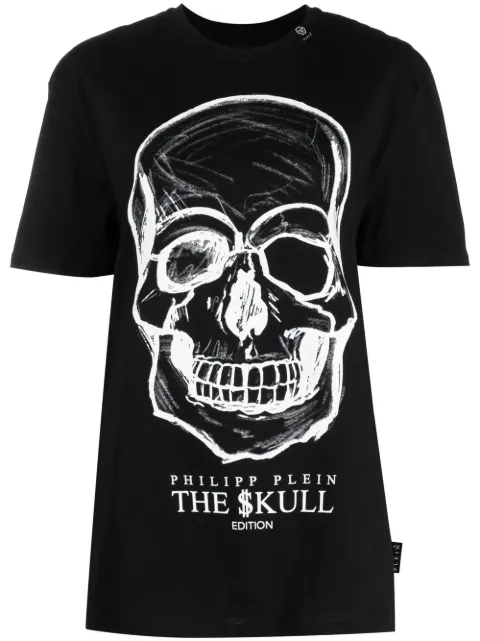 Philipp Plein skull-print cotton T-shirt Black UABCWTK2239PJY002N