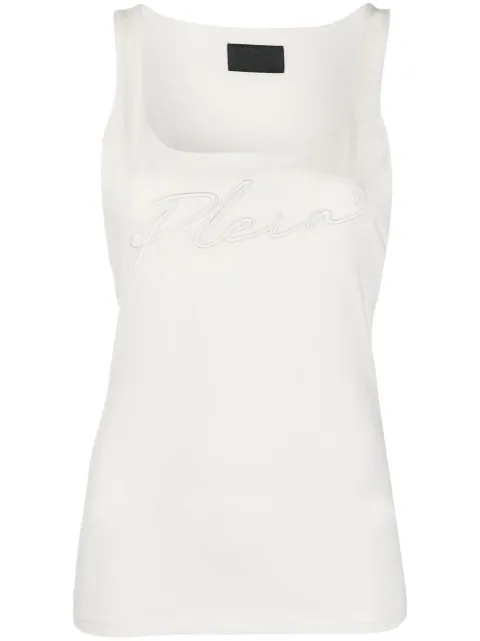 Philipp Plein logo-embroidered tank top White UABCWTK2236PJY002N