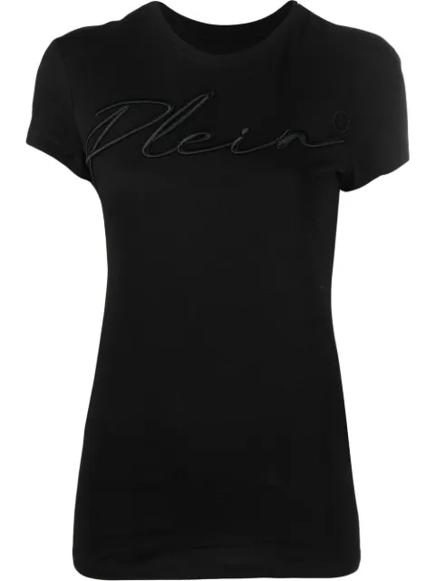 Philipp Plein embroidered-logo cotton T-shirt Black UABCWTK2235PJY002N
