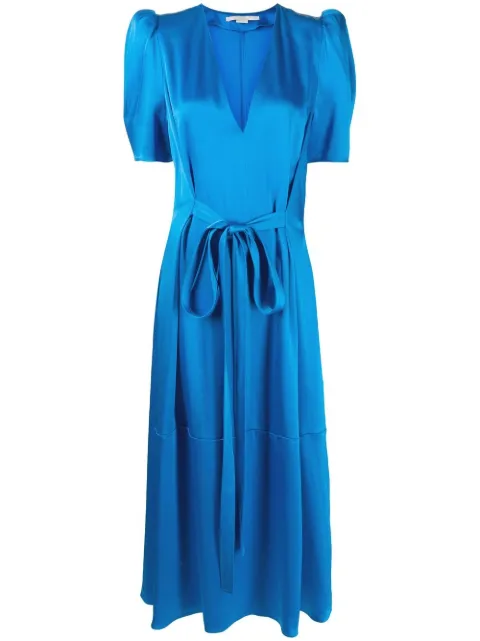 Stella McCartney V-neck tied-waist midi dress Blue 6A00363AU309
