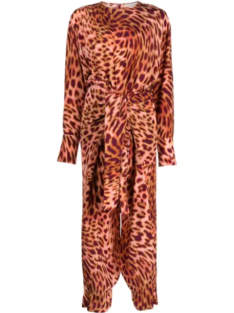 Stella McCartney animal-print tie-waist jumpsuit Brown 6100053AS200