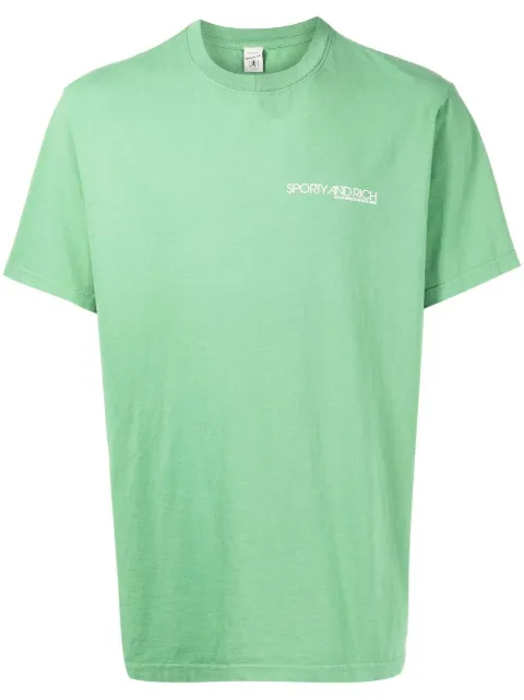 Sporty & Rich logo-print cotton T-shirt Green TS474KE