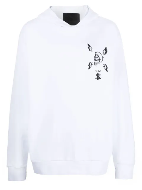 Philipp Plein graphic-print cotton hoodie White UABCMJB2498PJO002N