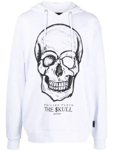 Philipp Plein skull-print hoodie White UABCMJB2543PJO002N