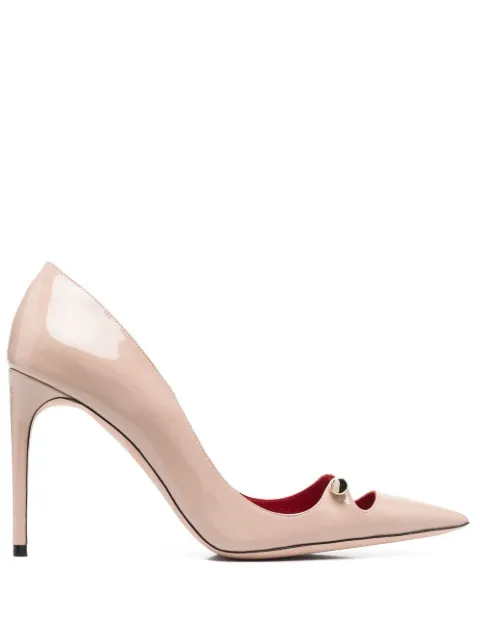 HARDOT 90mm bar-detail patent leather pumps Neutrals HMORE08N