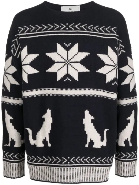ETRO patterned-jacquard knitted jumper Blue 1N8329740