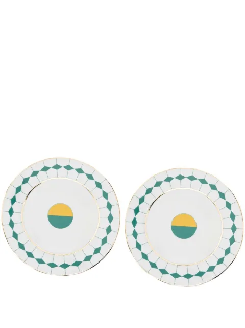 Reflections Copenhagen Ponta set of 2 dessert plates (23cm) Green 378