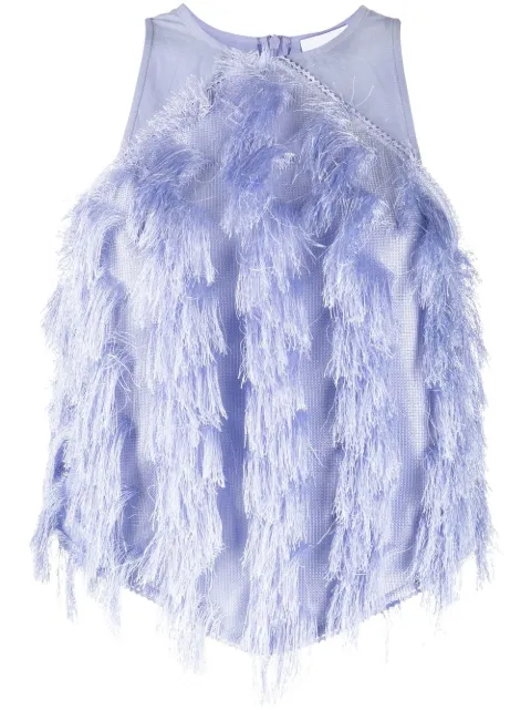 GANNI fringe-detail sleeveless top Purple F7197